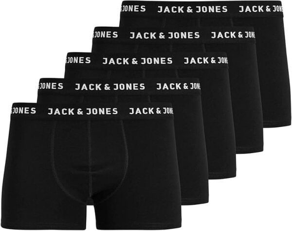 Jack & Jones JUNIOR Boys JACHUEY Trunks 5 Pack NOOS JNR Boxer Shorts, Black/Pack:Black-Black-Black-Black, 152